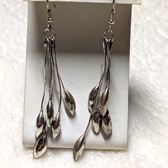 Vintage Sterling Silver Long Dangle Earrings - Picture 6 of 8